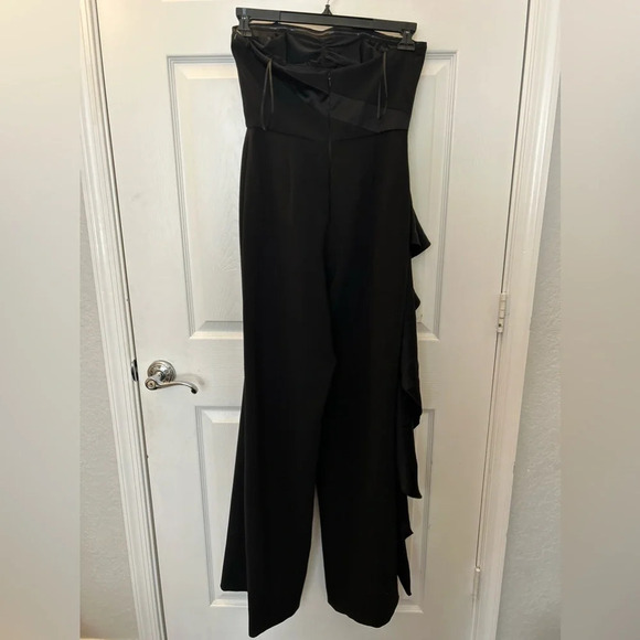 Jay Godfrey Merrill Black Strapless Ruffle Jumpsuit Size 6 - Picture 3 of 4